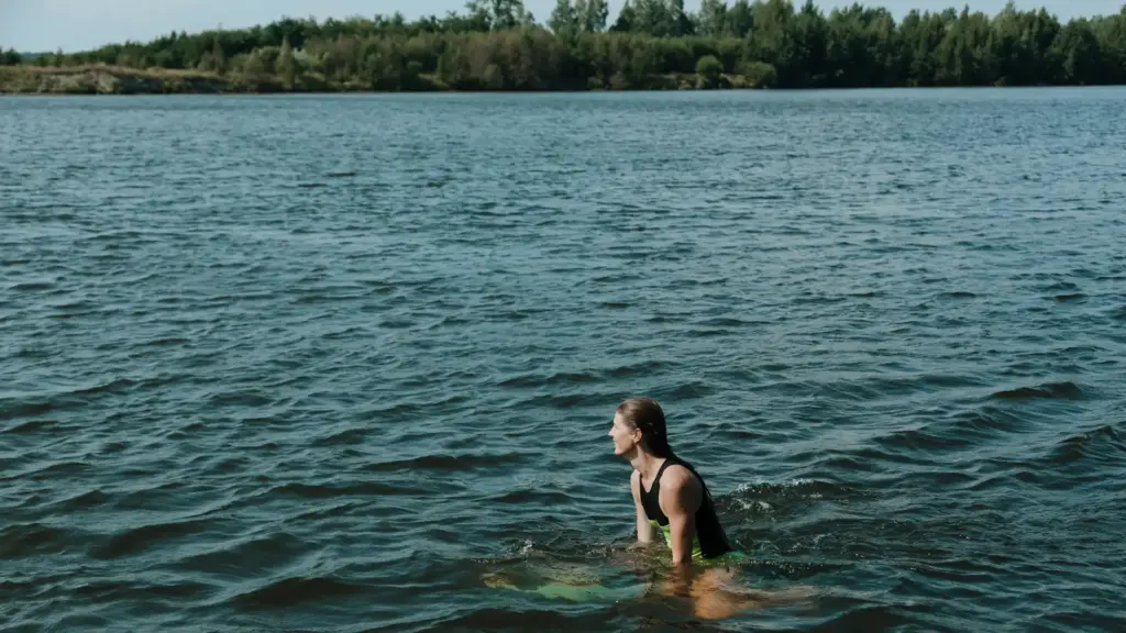 Swimmer in Lake Karapiro