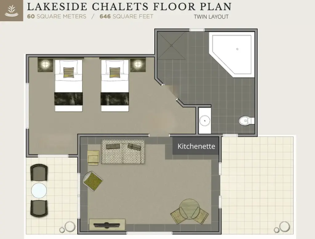Floor plan of a 60-square-metre twin villa